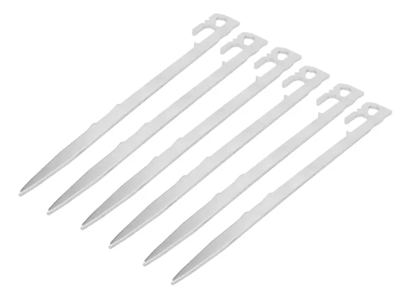 SET DE 6 ESTACAS MULTIFUNCIONALES PARA CARPA CAMPING Y MAS PLATEADO - 3