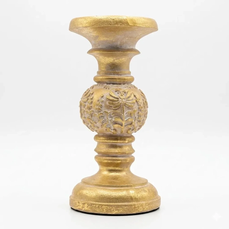 PORTA VELA CANDELABRO DECORATIVO ELEGANTE DORADO FLOR 20CM DORADO - 1