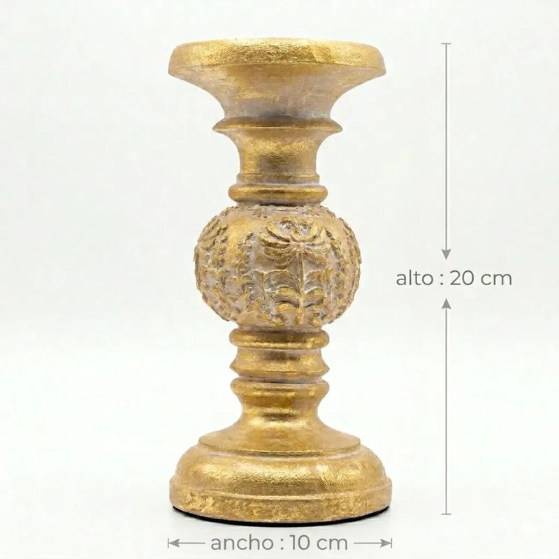 PORTA VELA CANDELABRO DECORATIVO ELEGANTE DORADO FLOR 20CM DORADO - 2