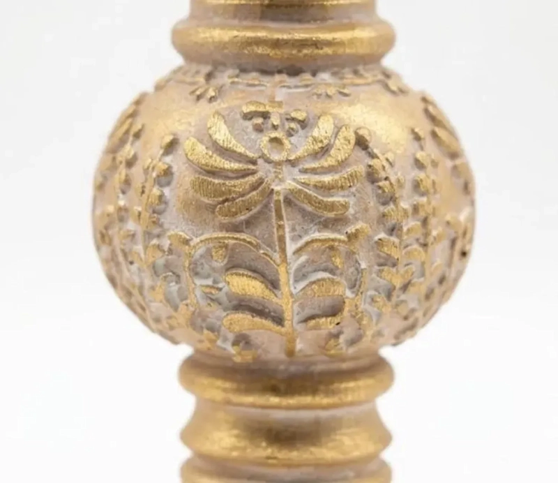 PORTA VELA CANDELABRO DECORATIVO ELEGANTE DORADO FLOR 20CM DORADO - 4
