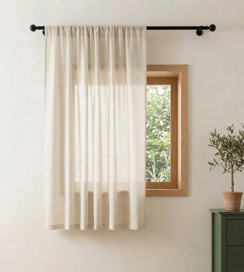 CORTINA VISILLO 1 PAÑOS CORTINA 8 ANILLOS 140X230CM BLANCO - 1
