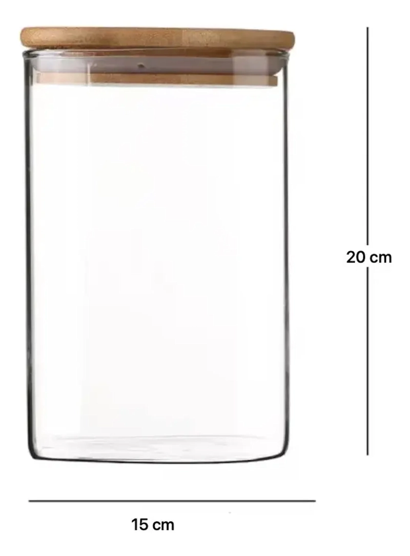FRASCO CONSERVERO ENVASE DE VIDRIO CONTENEDOR TAPA MADERA MARRON - 2