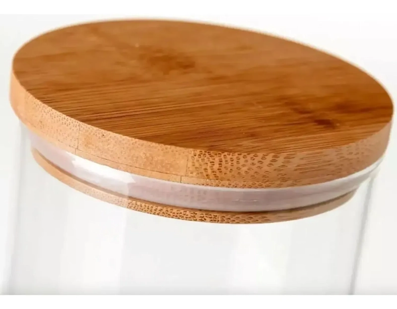 FRASCO CONSERVERO ENVASE DE VIDRIO CONTENEDOR TAPA MADERA MARRON - 4