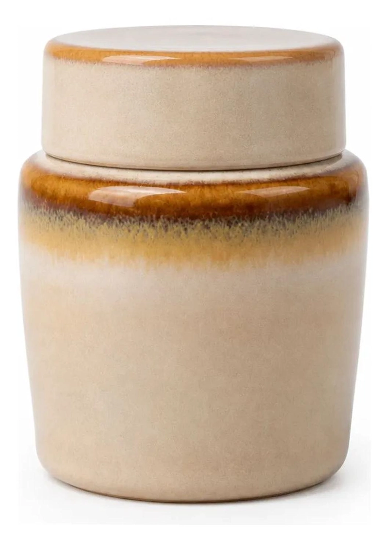 ENVASE CONTENEDOR FRASCO COCINA BAÑO CANISTER CERAMICA BEIGE - 1