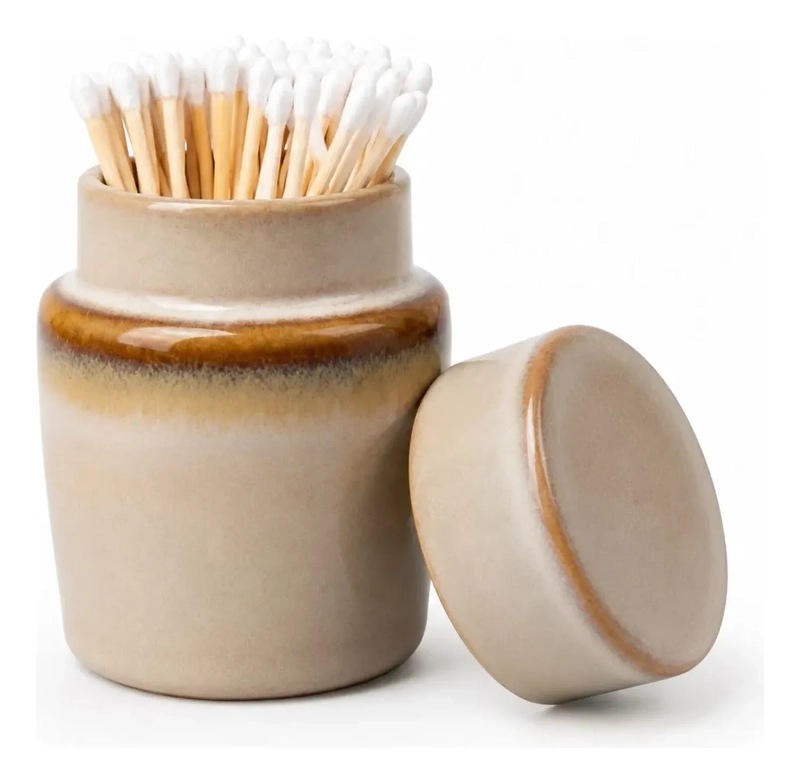 ENVASE CONTENEDOR FRASCO COCINA BAÑO CANISTER CERAMICA BEIGE - 3