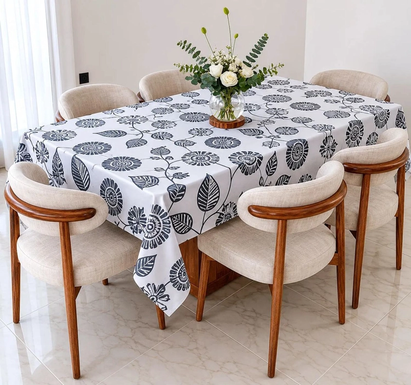 MANTEL IMPERMEABLE MESA CUADRADO DISEÑO FLORAL 140X220CM GRIS - 4
