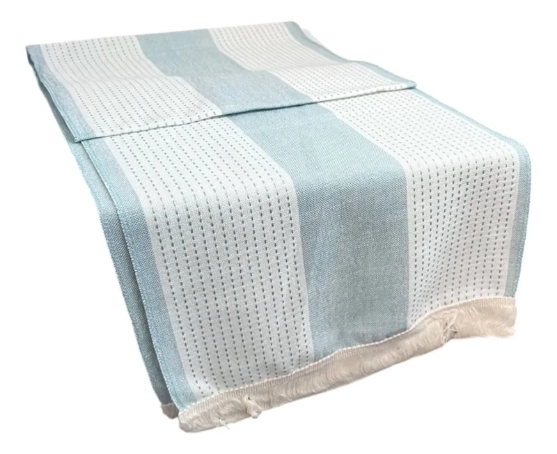 MANTEL CAMINO DE MESA RECTANGULAR TEJIDO LINEAS 180X37CM AZUL - 1