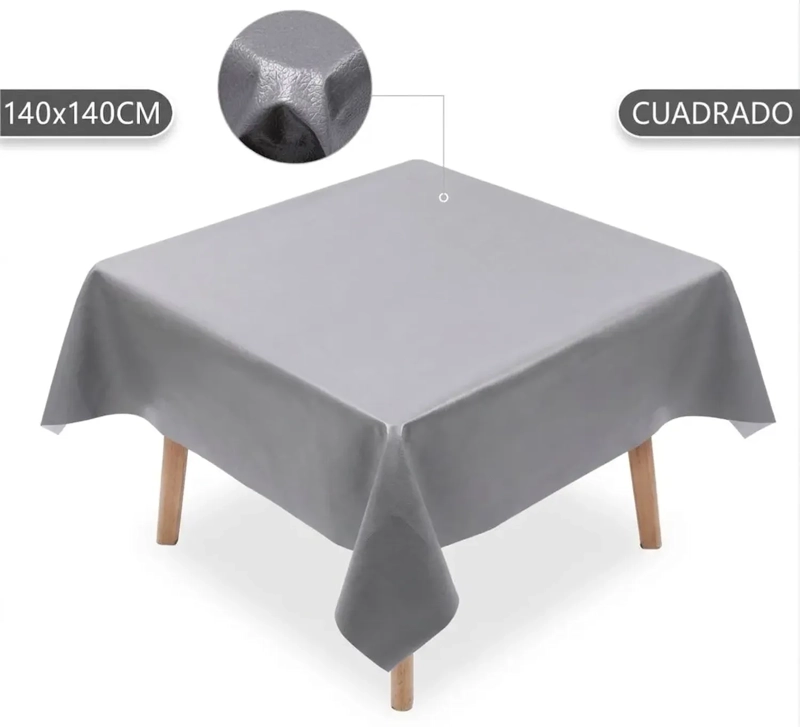 MANTEL DE HULE MESA CUADRADA DISEÑO LISO 140X140CM - 2