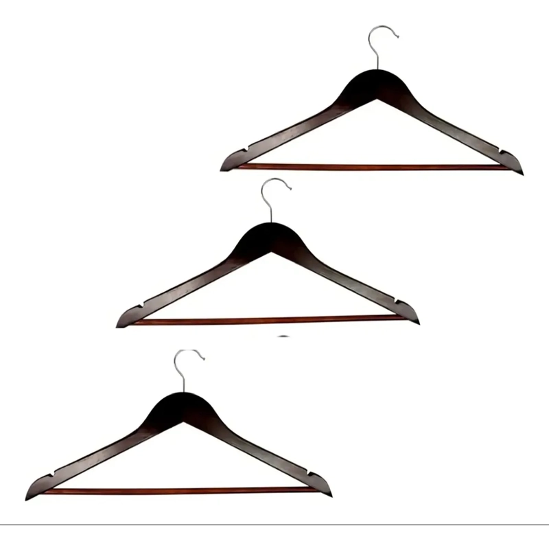 PACK 3 PERCHAS COLGADORES GANCHOS DE MADERA ROPA PERCHERO VINO - 2