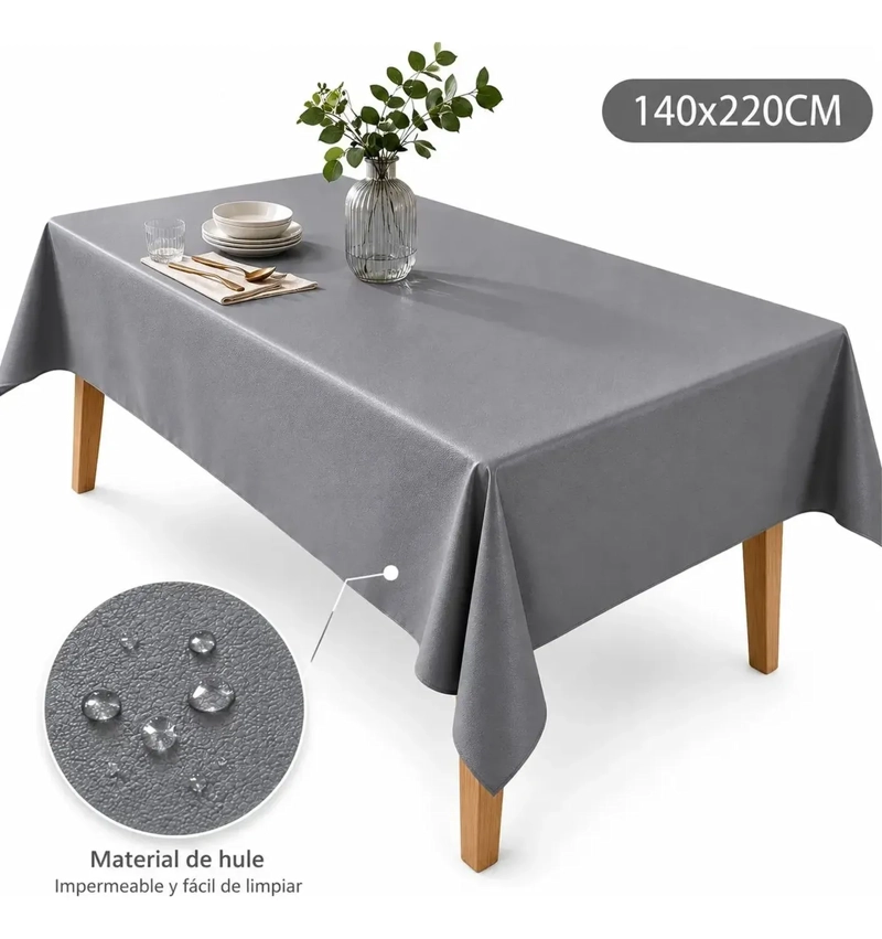 MANTEL DE HULE MESA RECTANGULAR DISEÑO LISO 140X220CM - 2