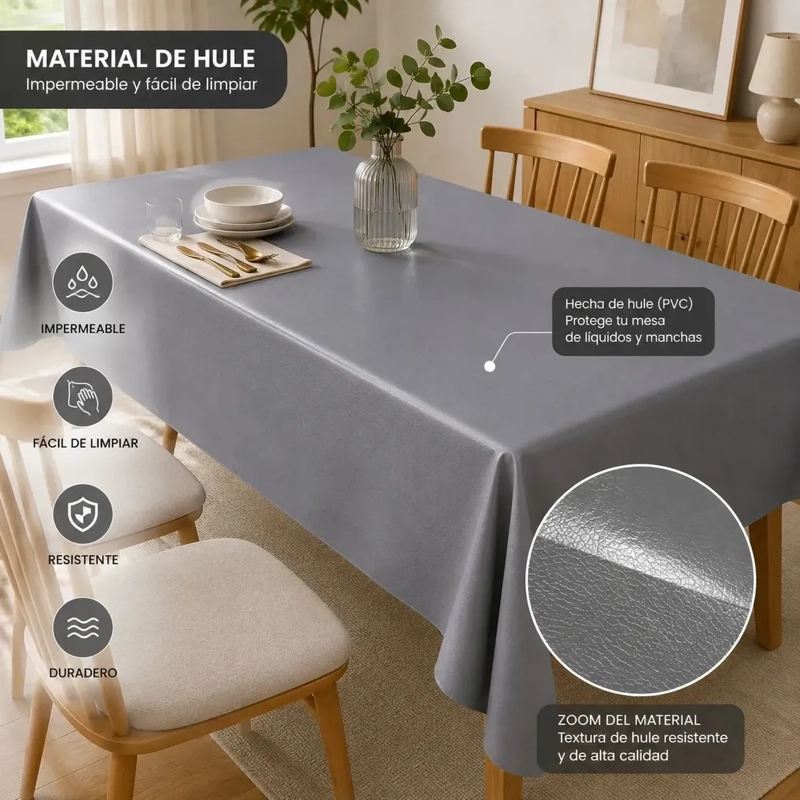 MANTEL DE HULE MESA RECTANGULAR DISEÑO LISO 140X220CM - 4