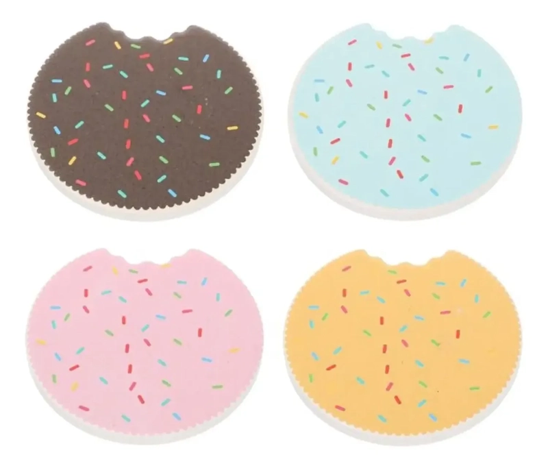 SET 4 POSAVASOS COLORIDO CERAMICA Y CORCHO 4 PIEZAS GALLETA GALLETA AMARILLO - 1