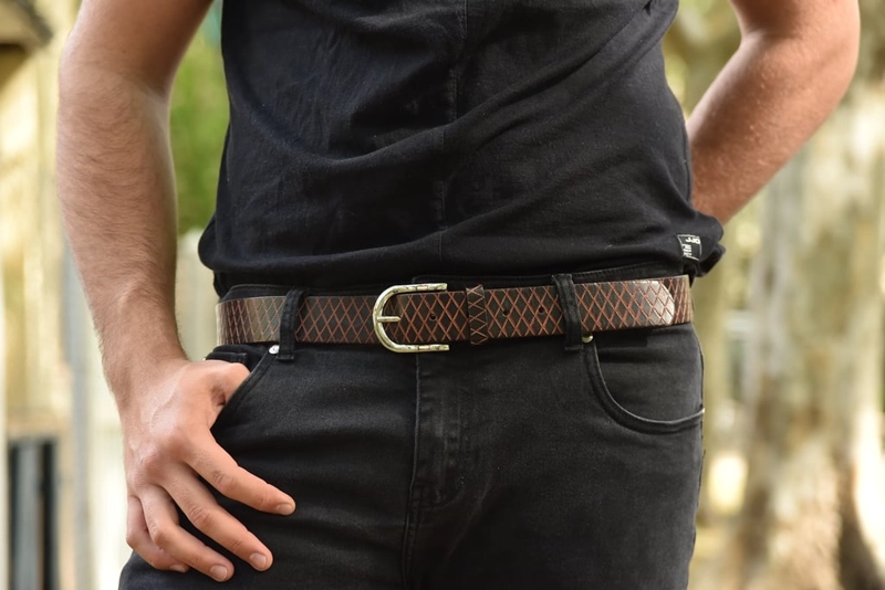 CINTURON CUERO UA-KIPA CAFE ROMBOS MARRON UA KIPA - 3