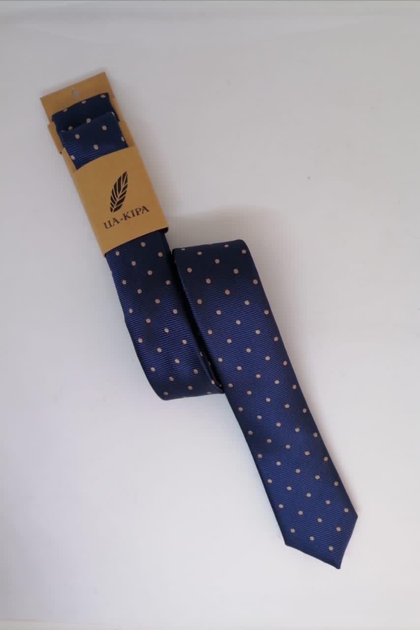 CORBATA MICROFIBRA UA-KIPA AZUL CON PAÑUELO - 2