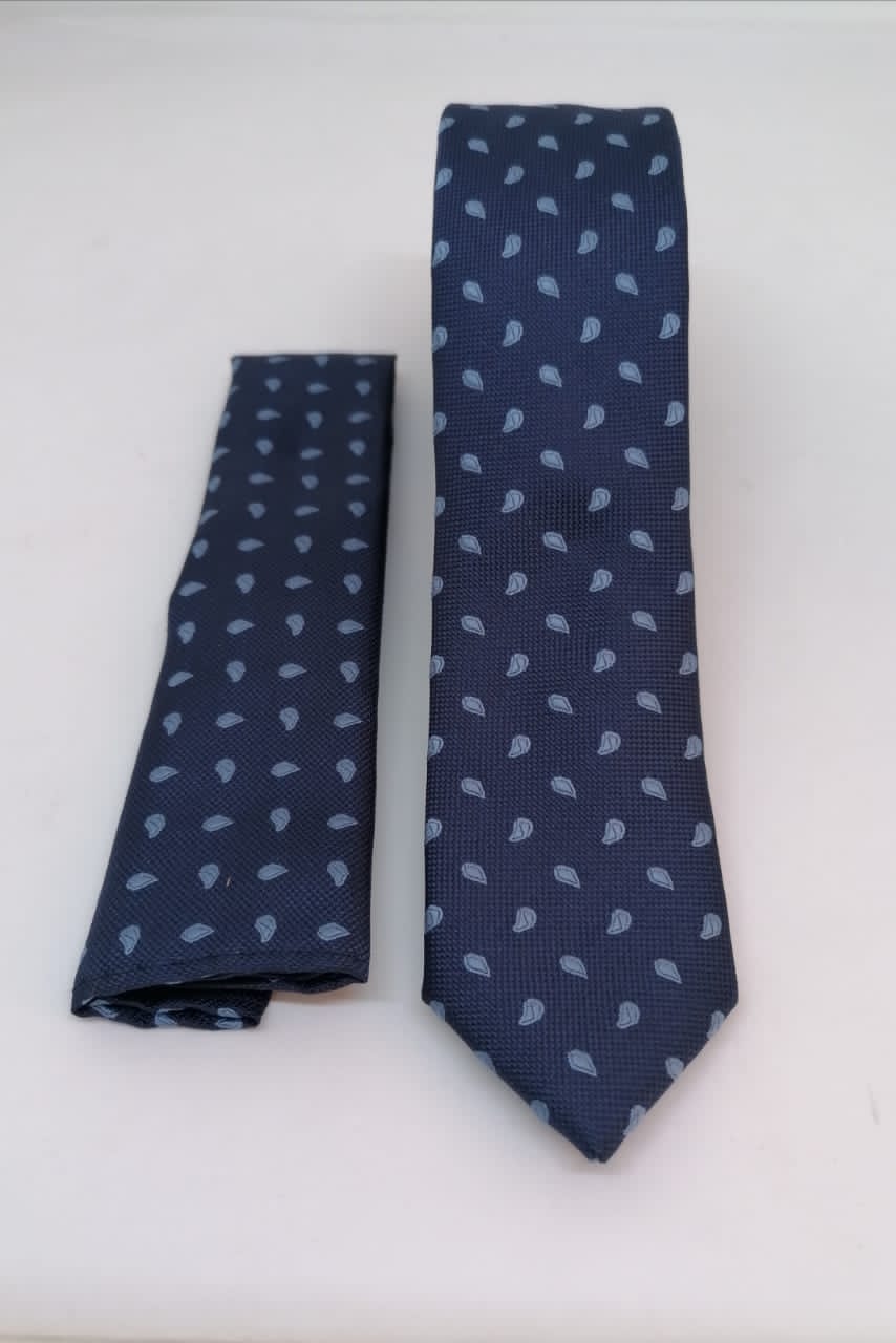 CORBATA MICROFIBRA UA-KIPA AZUL CON PAÑUELO - 1