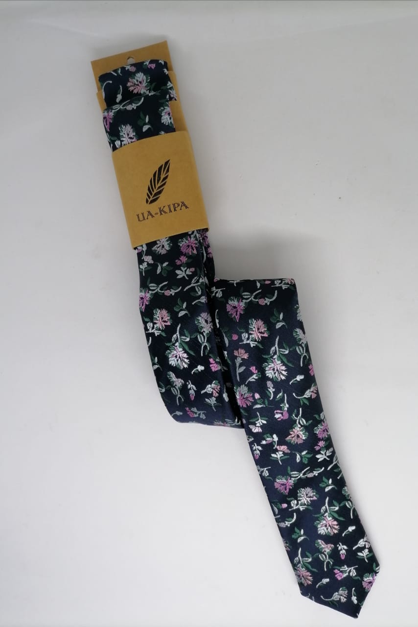 CORBATA MICROFIBRA UA-KIPA AZUL CON PAÑUELO - 2