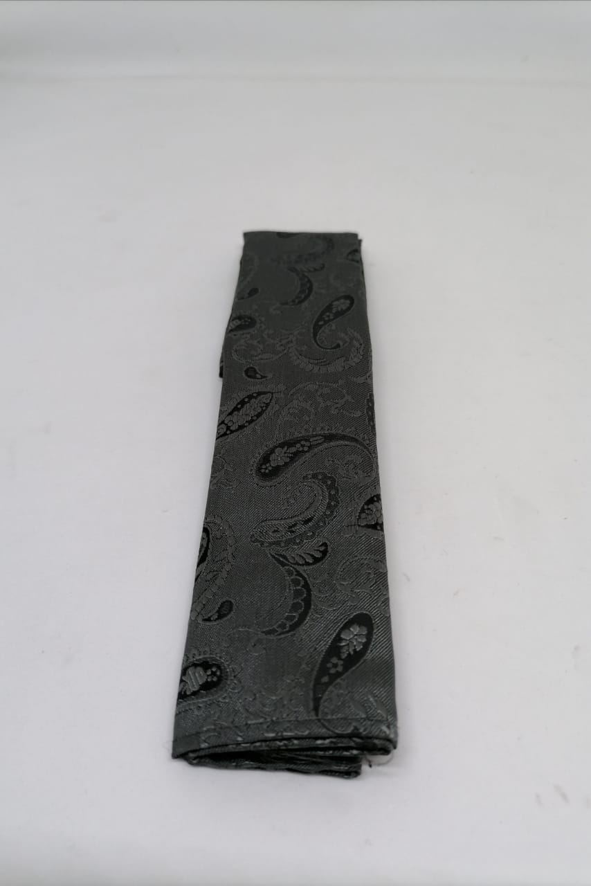 CORBATA MICROFIBRA UA-KIPA GRIS CON PAÑUELO - 3