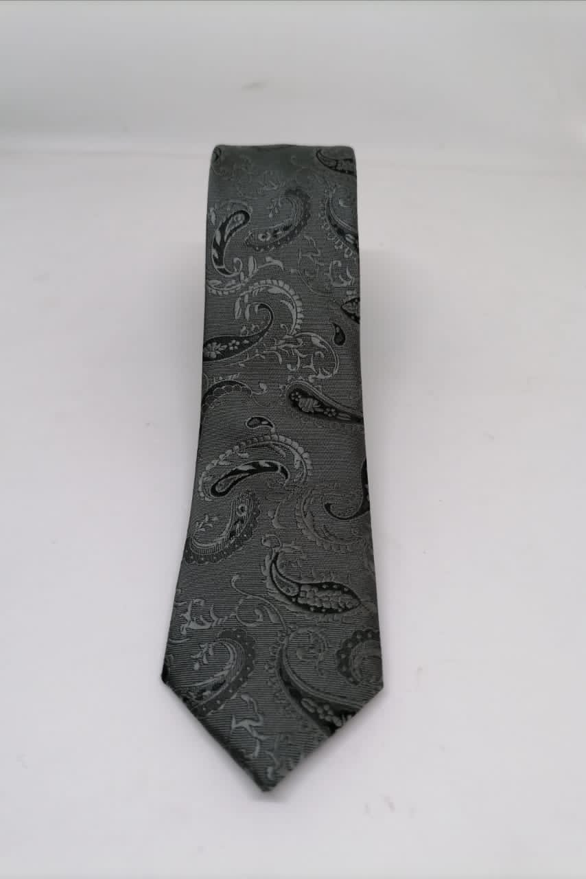 CORBATA MICROFIBRA UA-KIPA GRIS CON PAÑUELO - 4