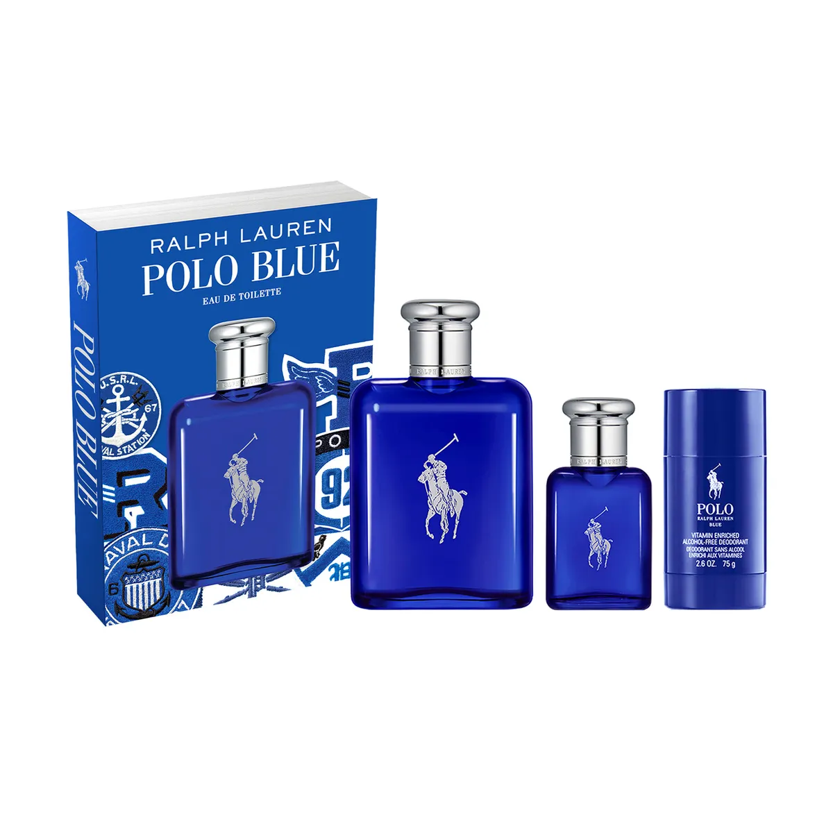 RALPH LAUREN POLO BLUE ESTUCHE EDT 125ML+EDT 40ML+DESODORANTE DE BARRA 75ML - 1