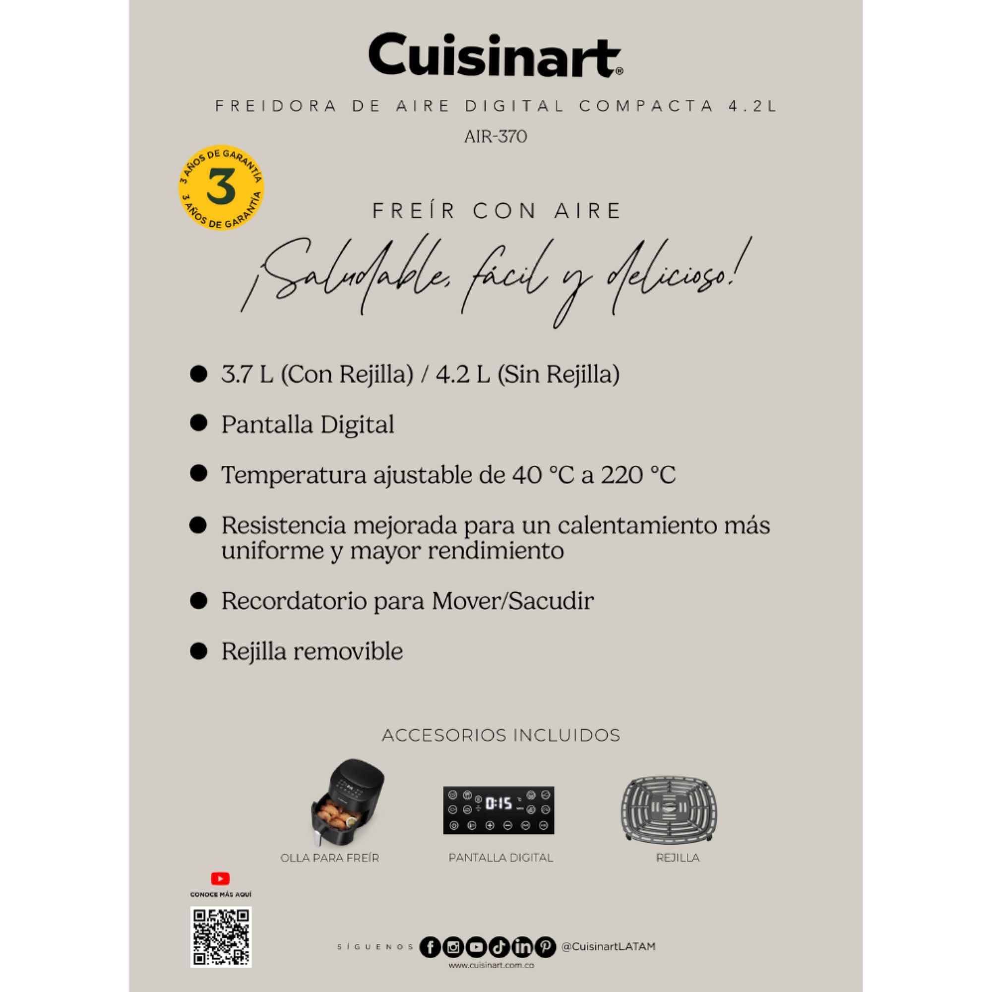 FREIDORA DE AIRE DIGITAL COMPACTA 4.2LTS AIR370CL CUISINART - 7