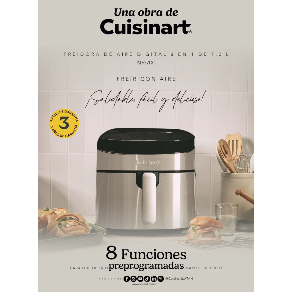 FREIDORA DE AIRE DIGITAL 8 EN 1 7.2LTS AIR700CL - 6