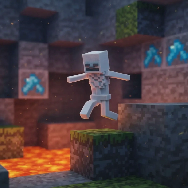 GJZ MINECRAFT CRUNCHY SKELETON FIGURA ELASTICA - 4