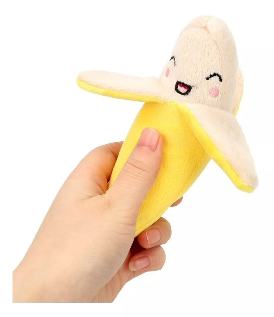 PELUCHE PARA MASCOTA DE FORMA DE PLÁTANO CON SONIDO INTERIOR - 1