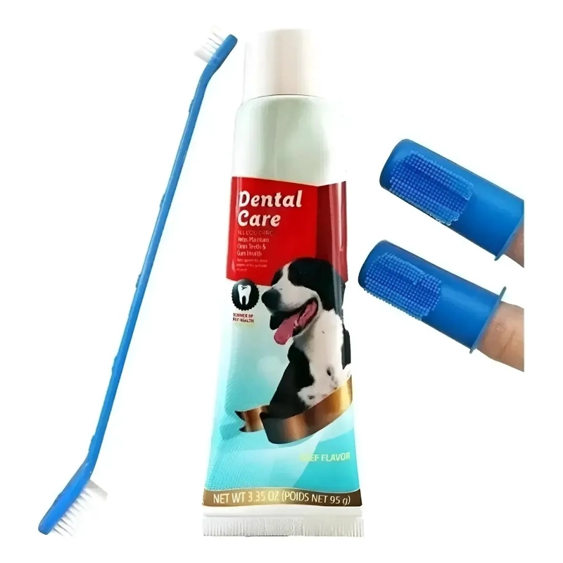 SET DE CEPILLO Y PASTA DE DIENTES PARA PERROS, CREMA DENTAL - 1