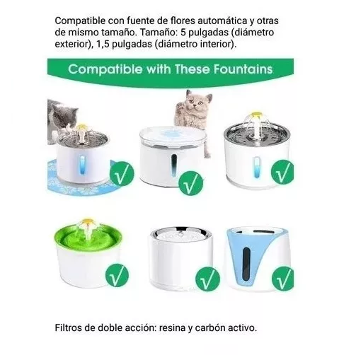 4 FILTROS DE AGUA PARA BEBEDERO ELÉCTRICO GATO PERRO FUENTE - 2
