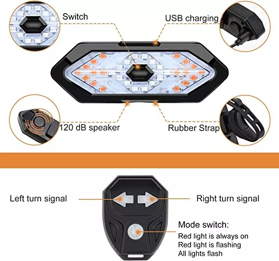 LUZ TRASERA DE BICICLETA, CON MANDO SEÑALIZADOR PARA VIRAJE - 5
