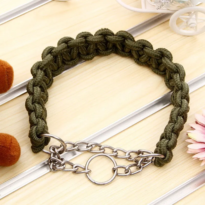 SET CORREA PERROS TRENZADA GRANDES + COLLAR AHORQUE XL VERDE DEFENSOR FOREVER - 4