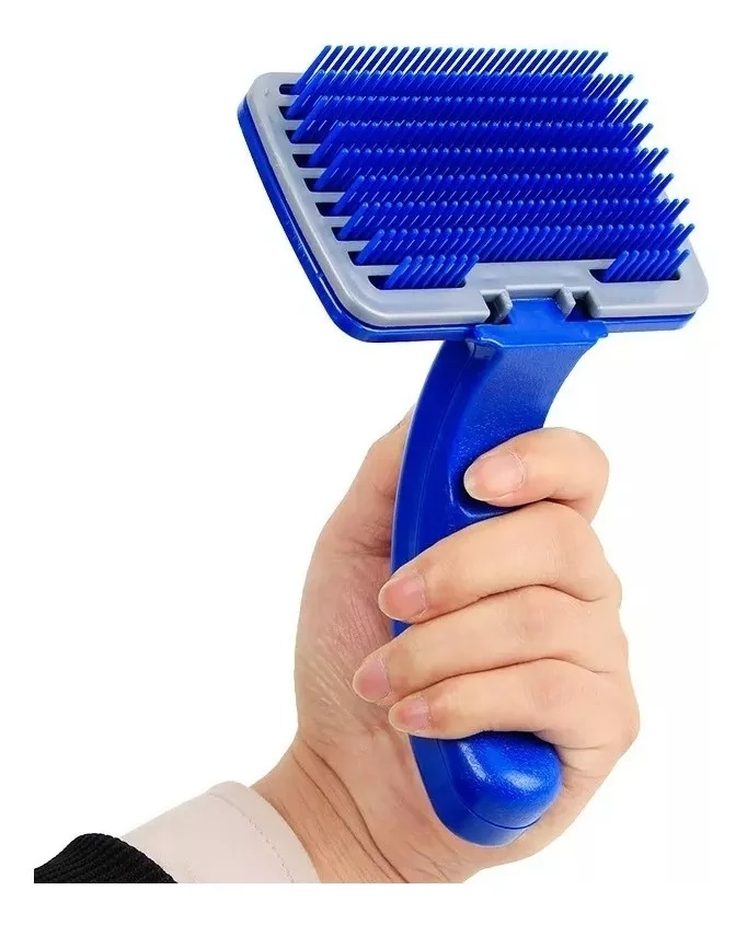 CEPILLO PERROS GATOS DEFENSOR FOREVER AUTOLIMPIABLE CON ELIMINADOR PELOS TALLA L AZUL - 4