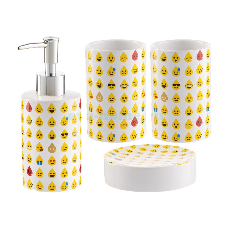 4 ACCESORIOS DE BAÑO DE CERÁMICA, DISEÑO EMOJI - 5