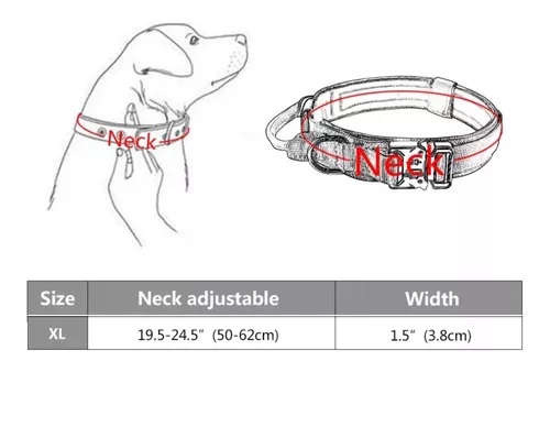 COLLAR TÁCTICO, PARA PERROS REFORZADO AJUSTABLE, TALLA XL - 2