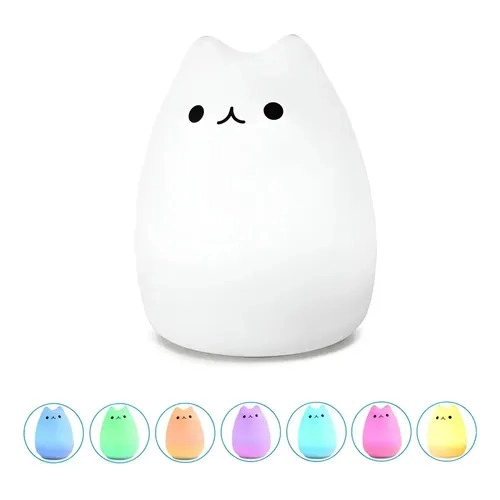 LAMPARA DISEÑO GATO, ESPANTA CUCO DE SILICONA KAWAII LED USB BLANCO - 1