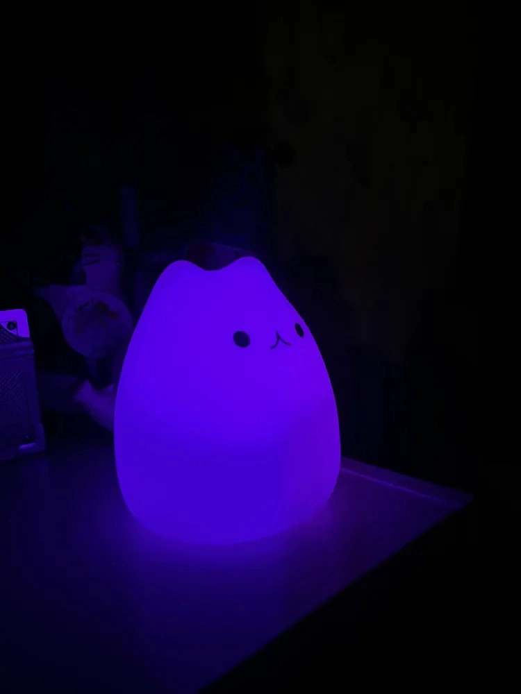 LAMPARA DISEÑO GATO, ESPANTA CUCO DE SILICONA KAWAII LED USB BLANCO - 2