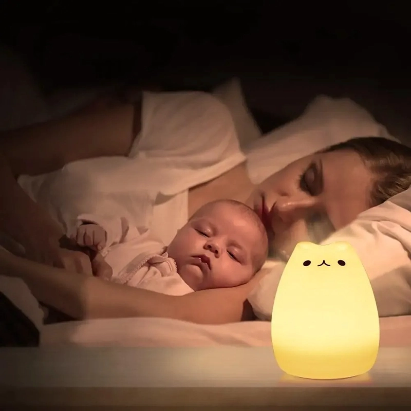 LAMPARA DISEÑO GATO, ESPANTA CUCO DE SILICONA KAWAII LED USB BLANCO - 8