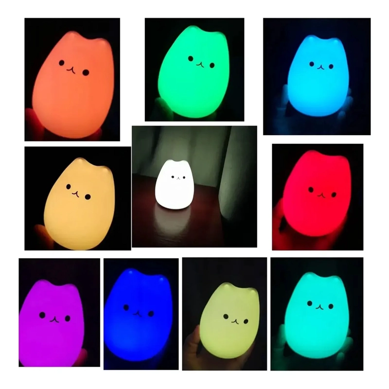 LAMPARA DISEÑO GATO, ESPANTA CUCO DE SILICONA KAWAII LED USB BLANCO - 9