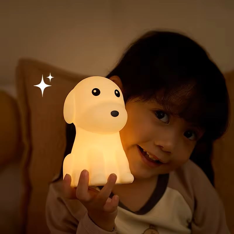 LÁMPARA DISEÑO PERRO, ESPANTA CUCO DE SILICONA KAWAII, USB - 3