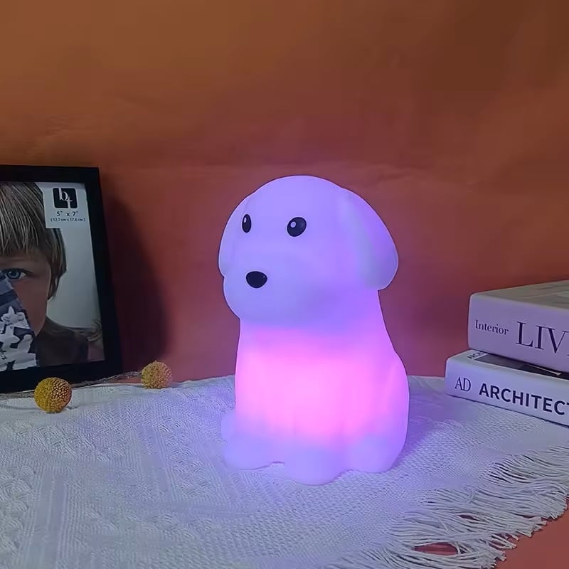 LÁMPARA DISEÑO PERRO, ESPANTA CUCO DE SILICONA KAWAII, USB - 4