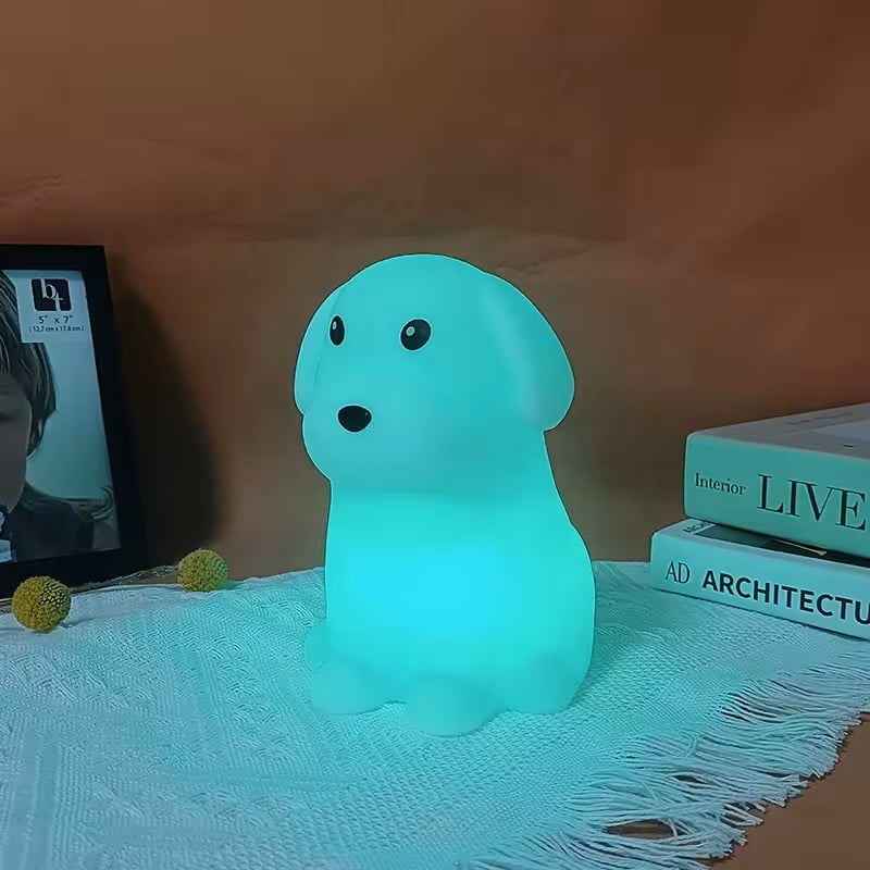 LÁMPARA DISEÑO PERRO, ESPANTA CUCO DE SILICONA KAWAII, USB - 6