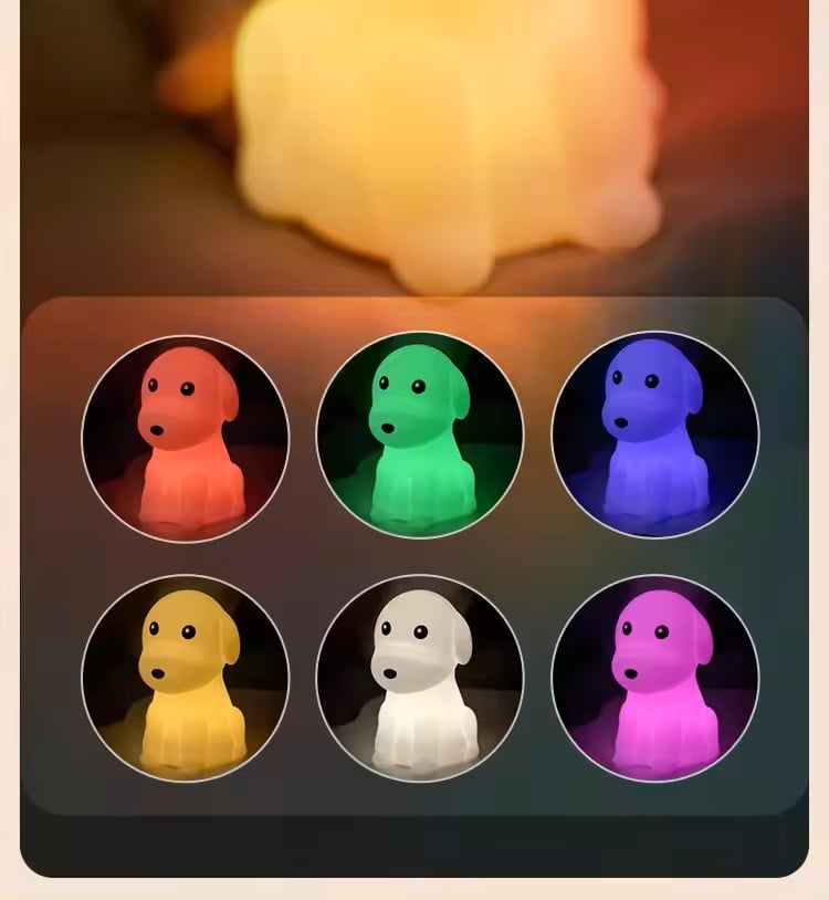 LÁMPARA DISEÑO PERRO, ESPANTA CUCO DE SILICONA KAWAII, USB - 7