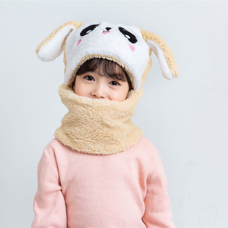 GORRO POLAR CAFE CON CUELLO PARA NIÑO/A DISEÑO CONEJO INVIERNO TALLA M - 2
