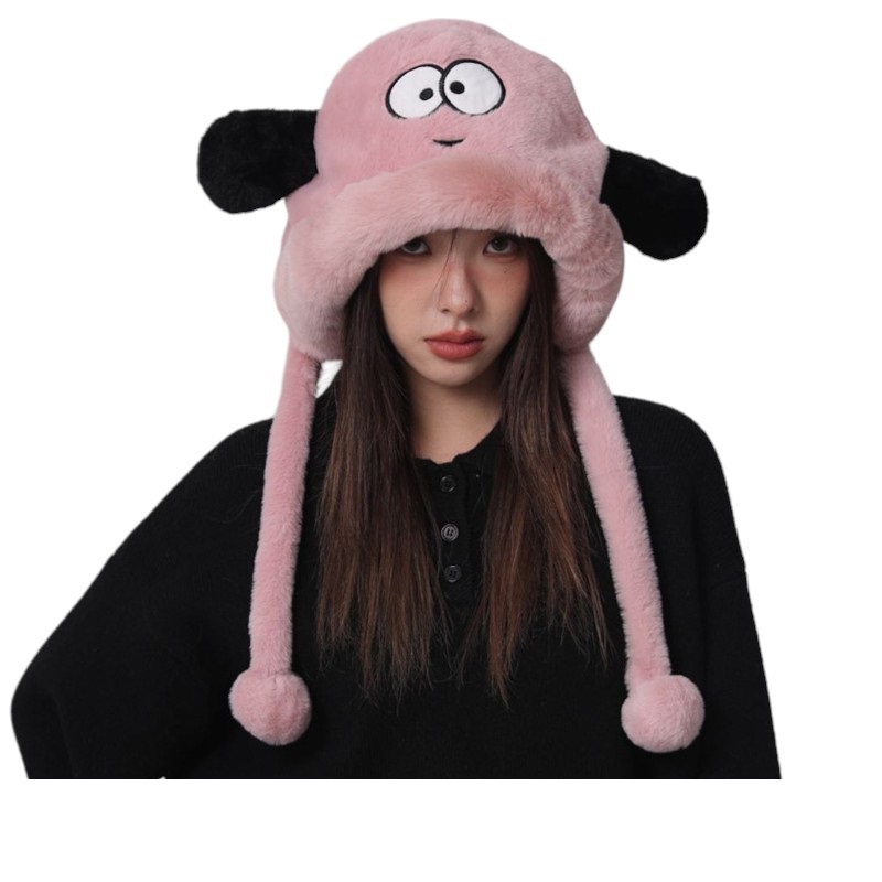 GORRO FELPA ROSADO CON DISEÑO PERRO CON OREJAS KAWAII - 1