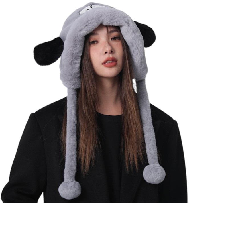 GORRO FELPA ROSADO CON DISEÑO PERRO CON OREJAS KAWAII - 1
