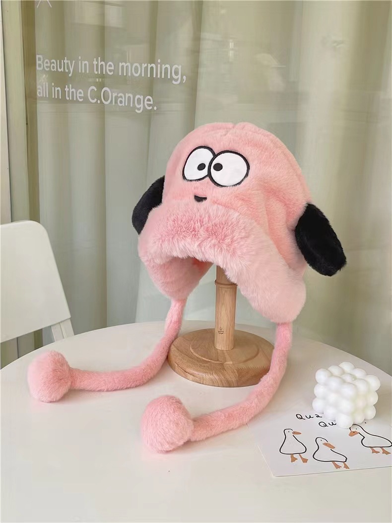 GORRO FELPA ROSADO CON DISEÑO PERRO CON OREJAS KAWAII - 2