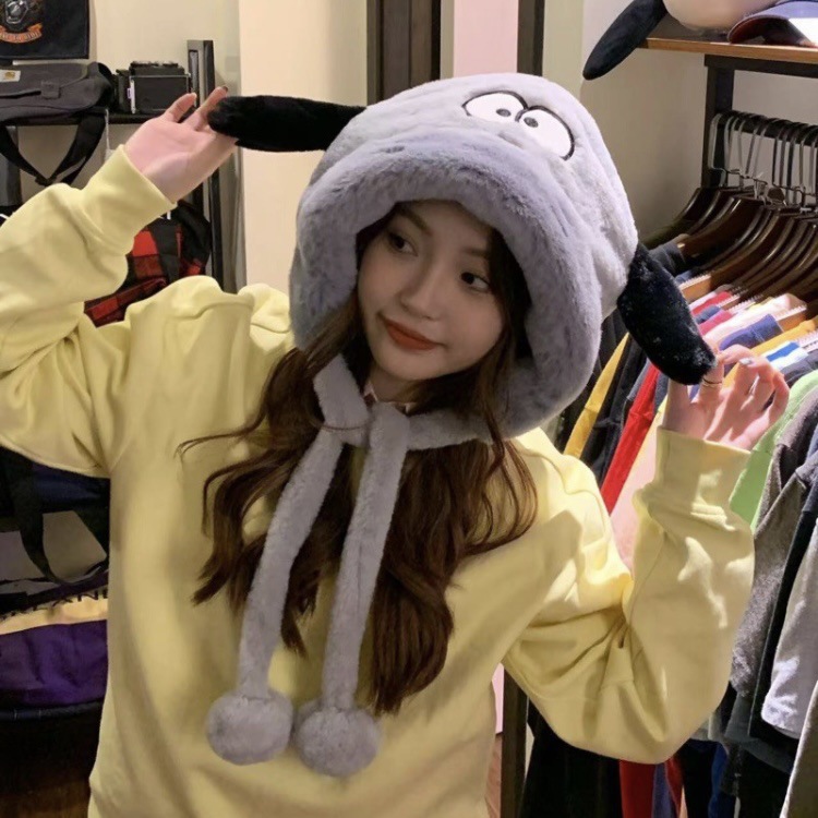 GORRO FELPA ROSADO CON DISEÑO PERRO CON OREJAS KAWAII - 2