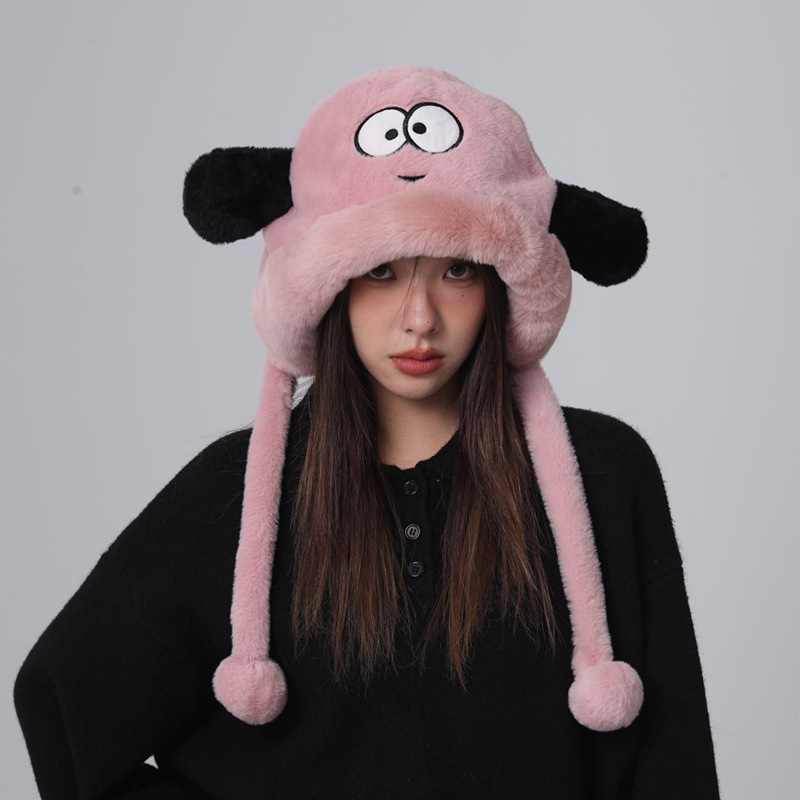 GORRO FELPA ROSADO CON DISEÑO PERRO CON OREJAS KAWAII - 4