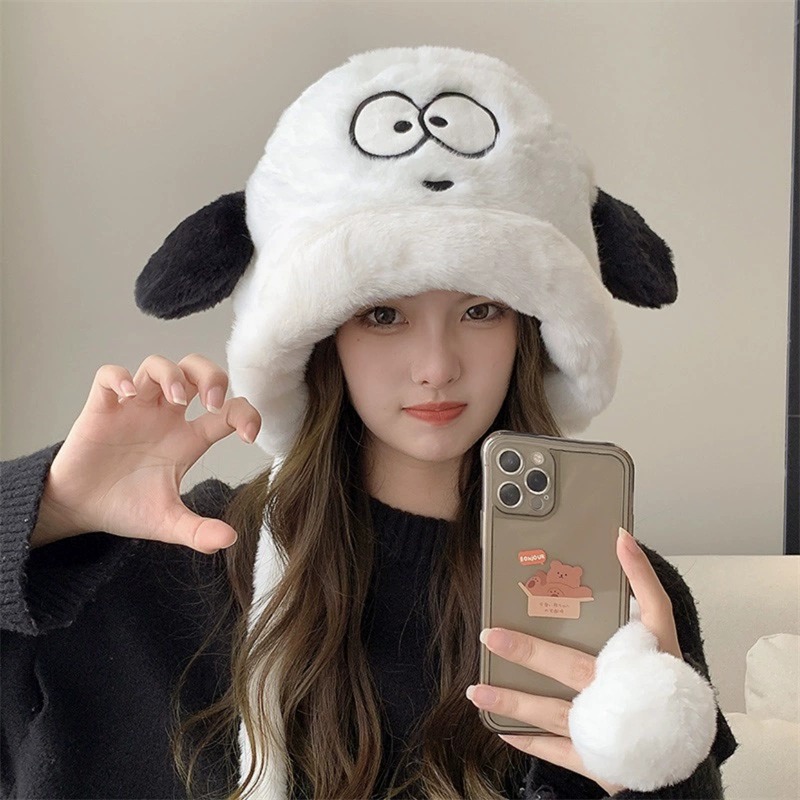 GORRO FELPA ROSADO CON DISEÑO PERRO CON OREJAS KAWAII - 5