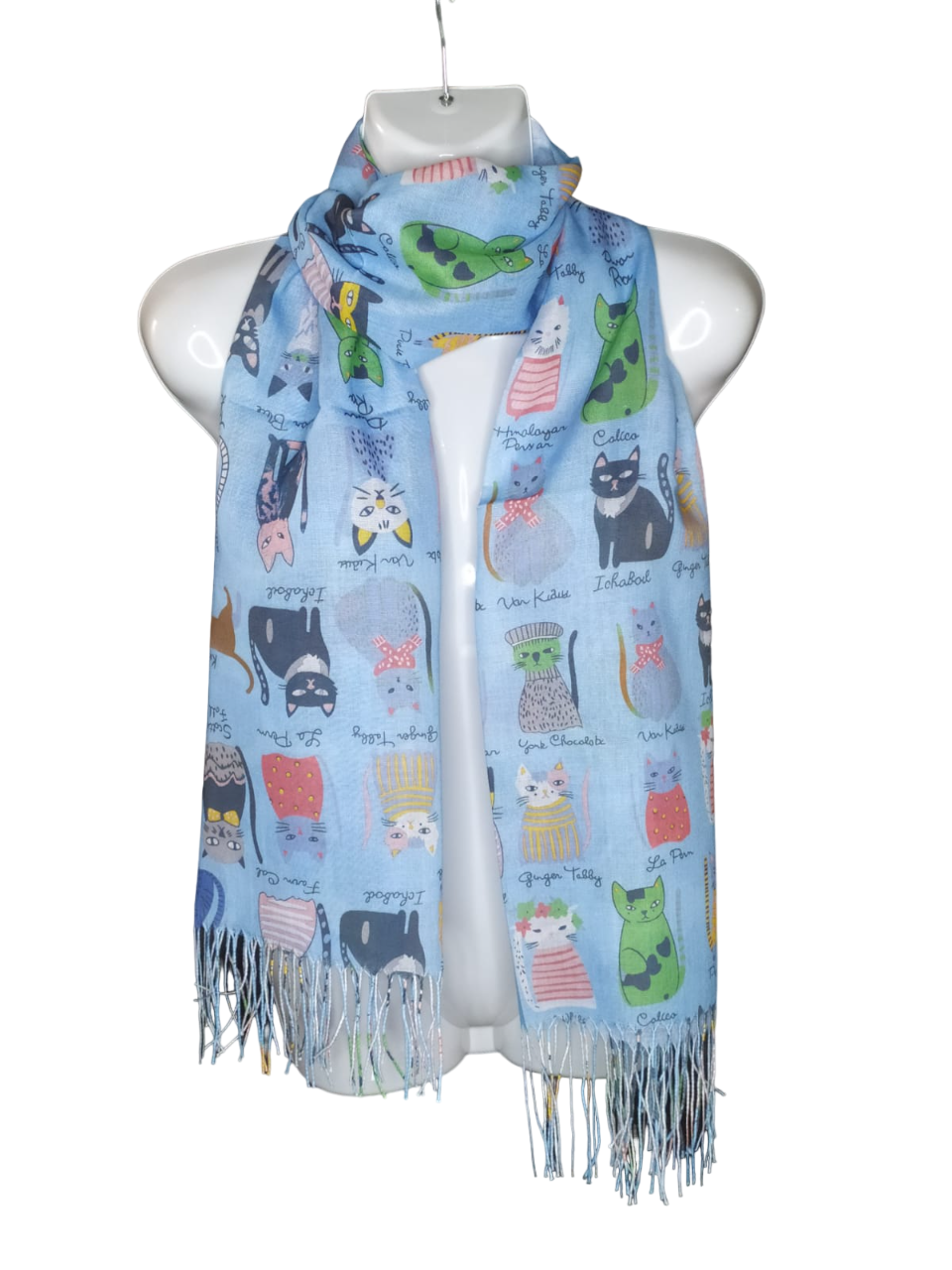 BUFANDA CREMA PAÑUELO ESTAMPADO GATITOS PRIMAVERA/VERANO - 3